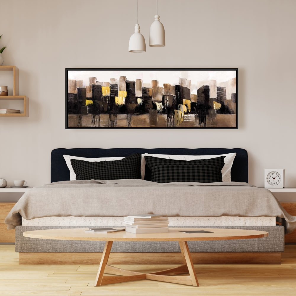 Paysage urbain abstrait aux tons terreux | Toile encadrée Villes brunes