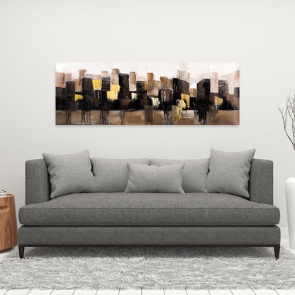 Earthy Tones Abstract Cityscape Canvas - Brown Bedroom Decor