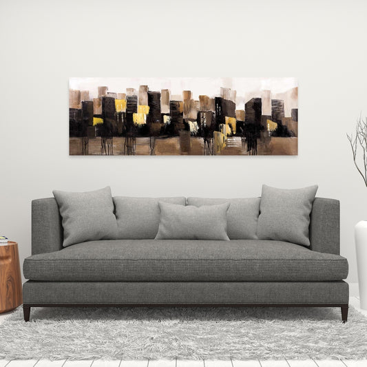 Earthy Tones Abstract Cityscape Canvas - Brown Bedroom Decor