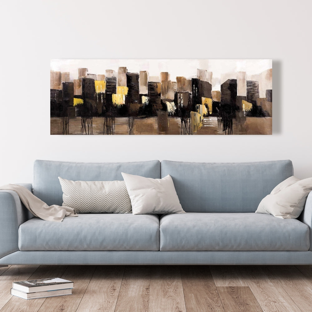 Earthy Tones Abstract Cityscape Canvas - Brown Bedroom Decor