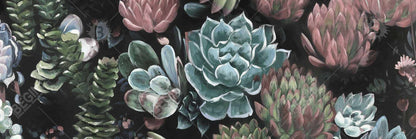 Ensemble de succulentes botaniques en toile rose - Décoration de chambre à coucher