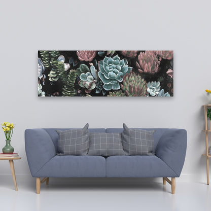 Ensemble de succulentes botaniques en toile rose - Décoration de chambre à coucher