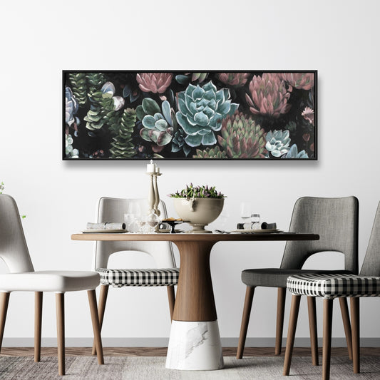Ensemble de succulentes exotiques sur toile | Décoration de chambre encadrée rose