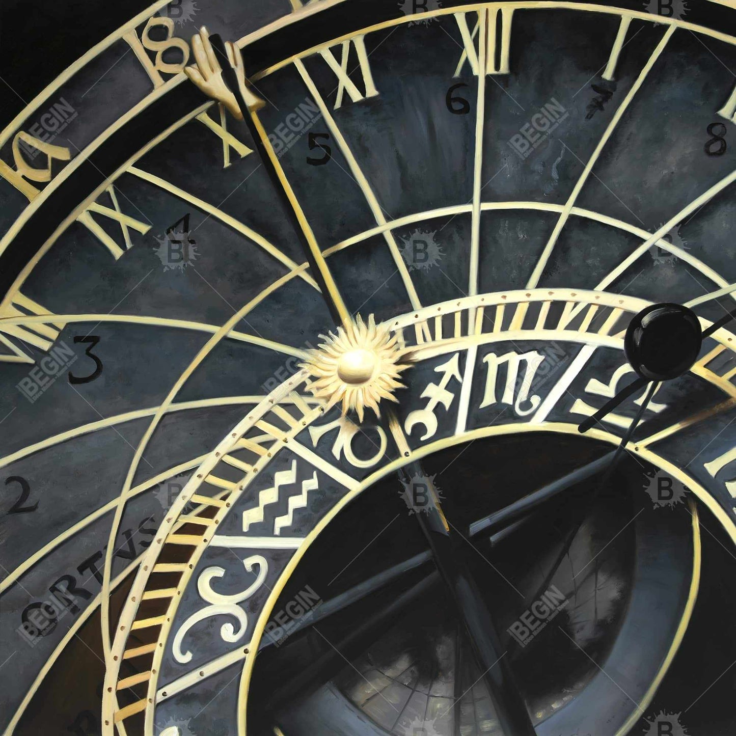 Horloge astrologique sur toile encadrée | Décoration d'intérieur astronomique