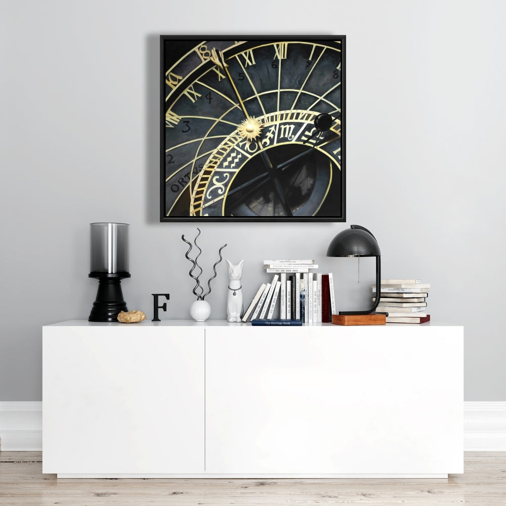 Horloge astrologique sur toile encadrée | Décoration d'intérieur astronomique