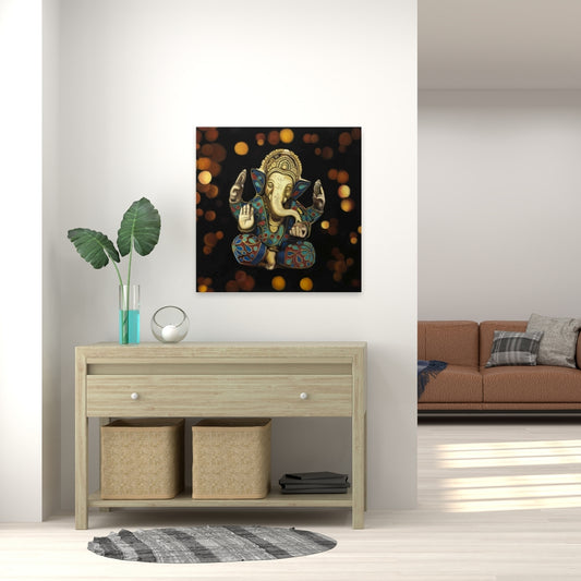Ganesh Black Elephant Canvas - Spiritual Home Decor Art