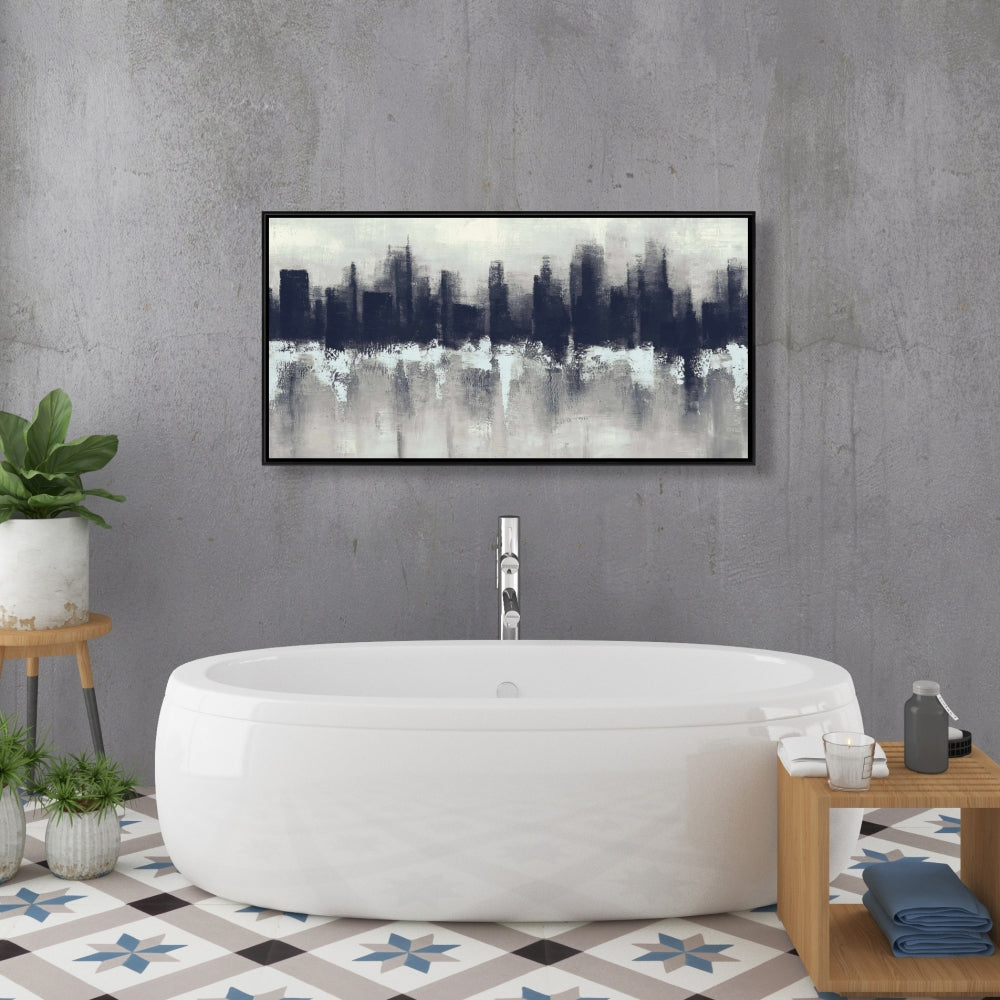 Toile industrielle bleu foncé | Décoration d'intérieur encadrée