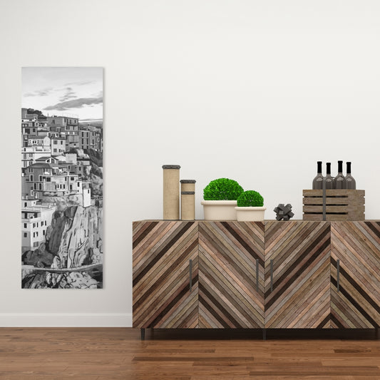 Monochrome Gray Canvas - Manarola Italy Home Decor Art