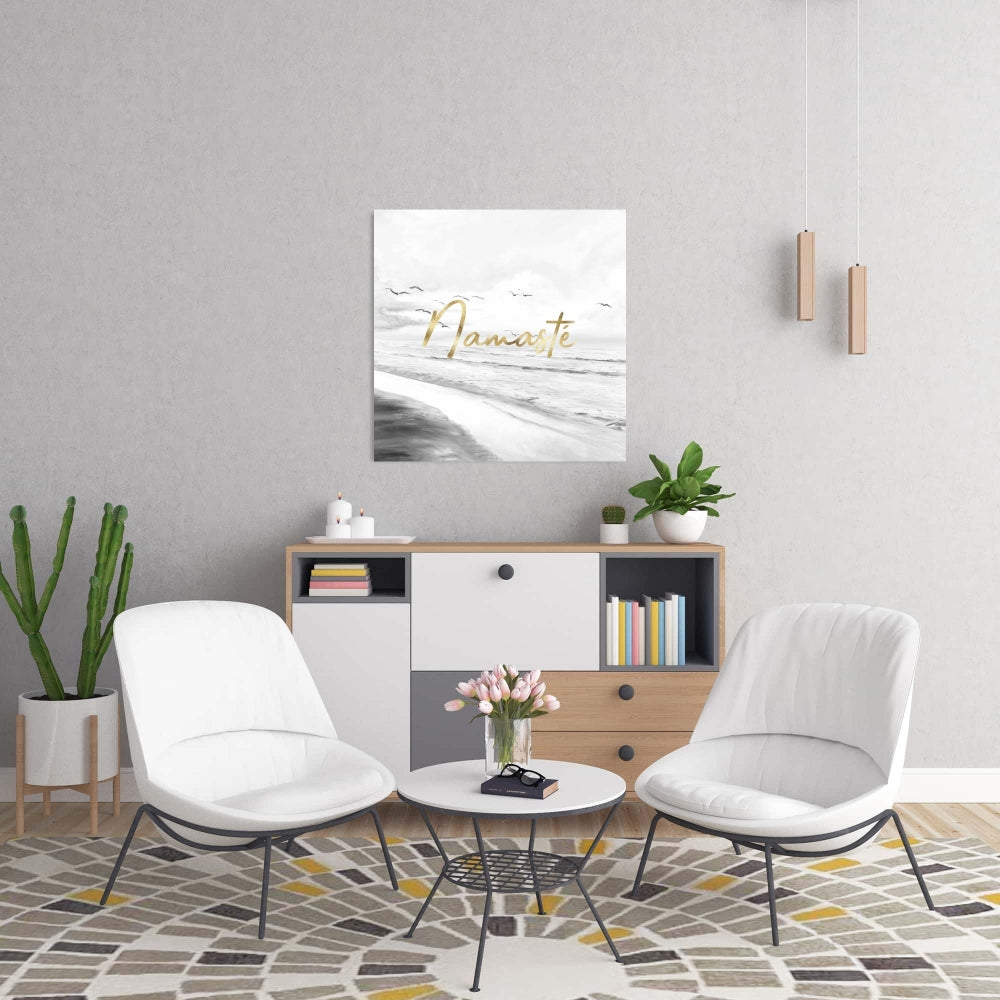 Namaste Bedroom White Sea Canvas | Home Decor Wall Art
