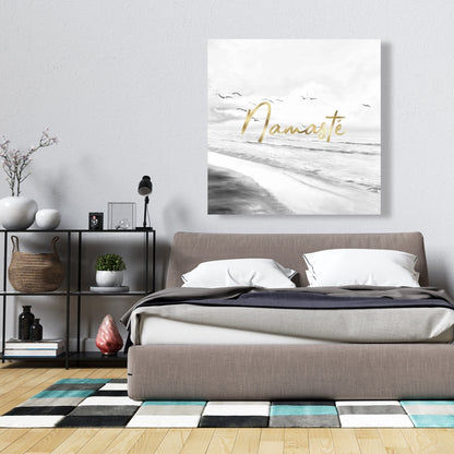 Namaste Bedroom White Sea Canvas | Home Decor Wall Art