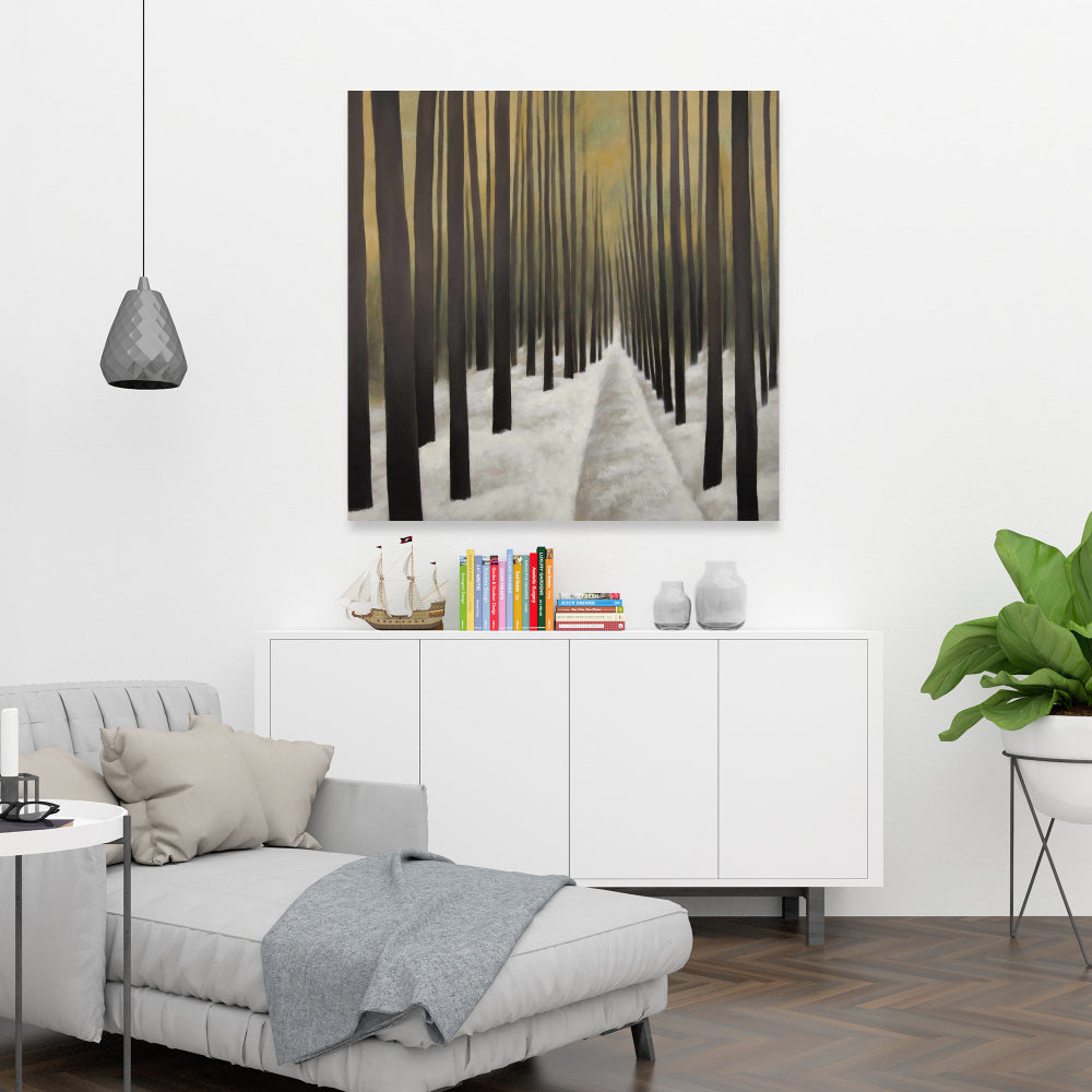 Hiking in the Forest Canvas - Rustic Trees Home Decor Art