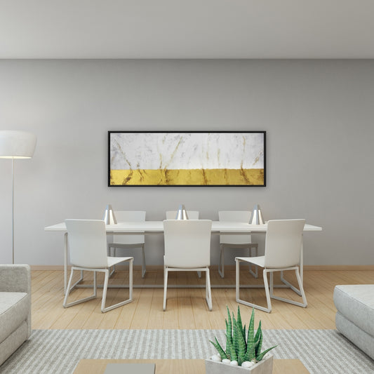 Toile encadrée blanche dorée brillante - Décoration d'intérieur moderne