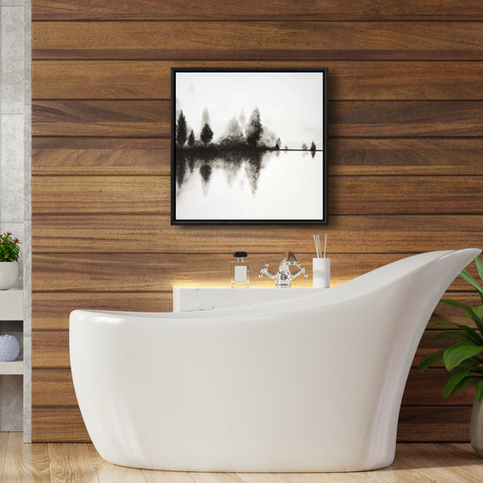 White Trees Minimalist Framed Canvas - Reflection Home Decor