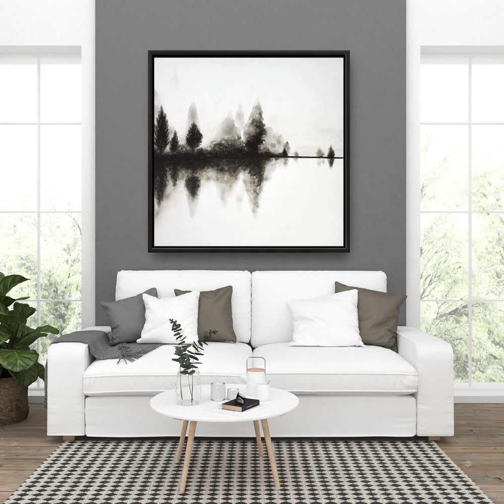 White Trees Minimalist Framed Canvas - Reflection Home Decor