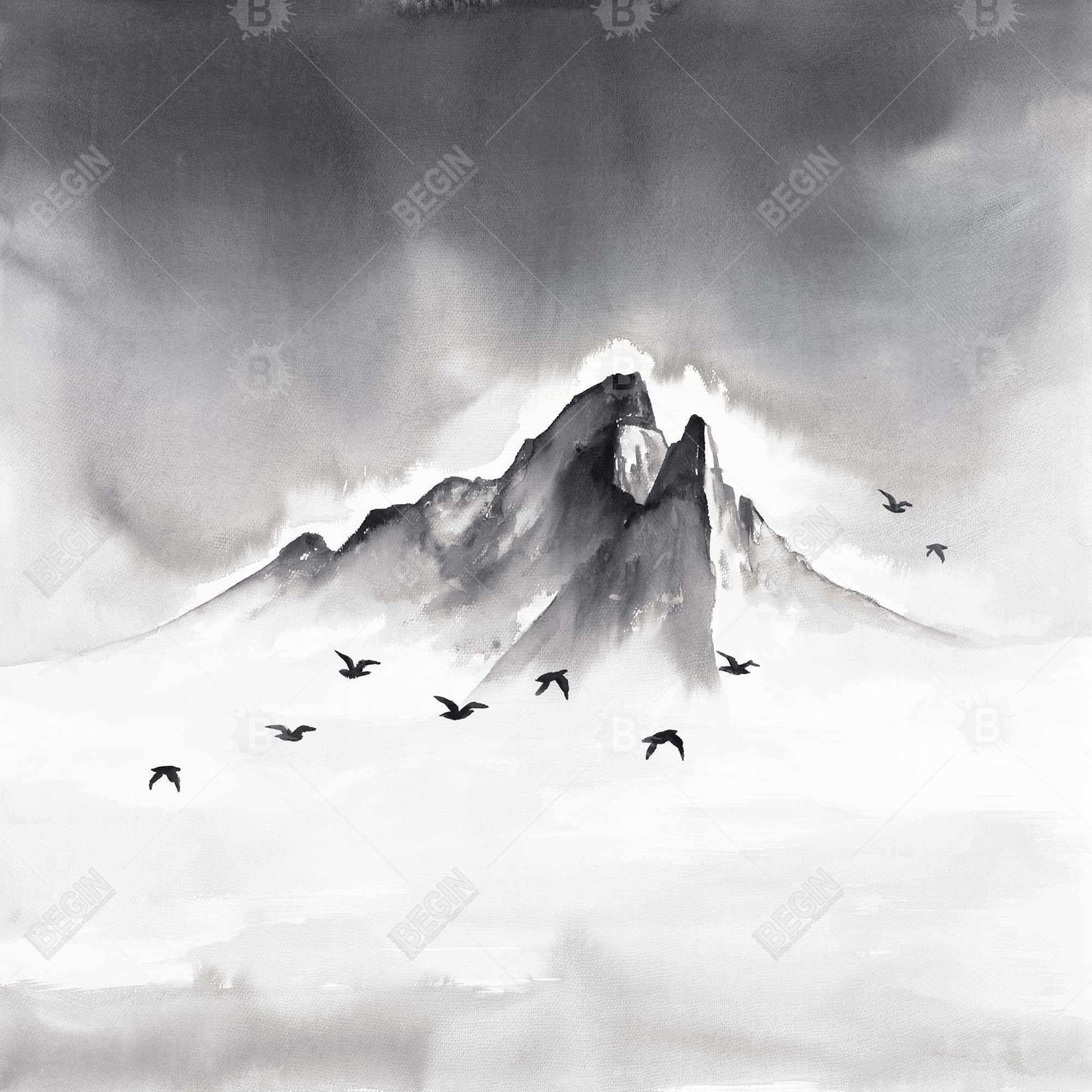 Mountain Peak Framed Canvas | Minimalist Bedroom Decor