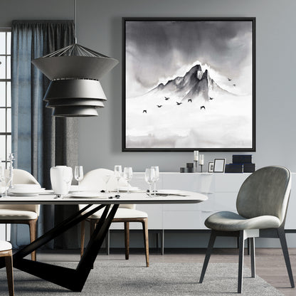 Mountain Peak Framed Canvas | Minimalist Bedroom Decor