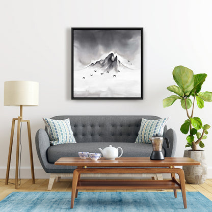 Mountain Peak Framed Canvas | Minimalist Bedroom Decor