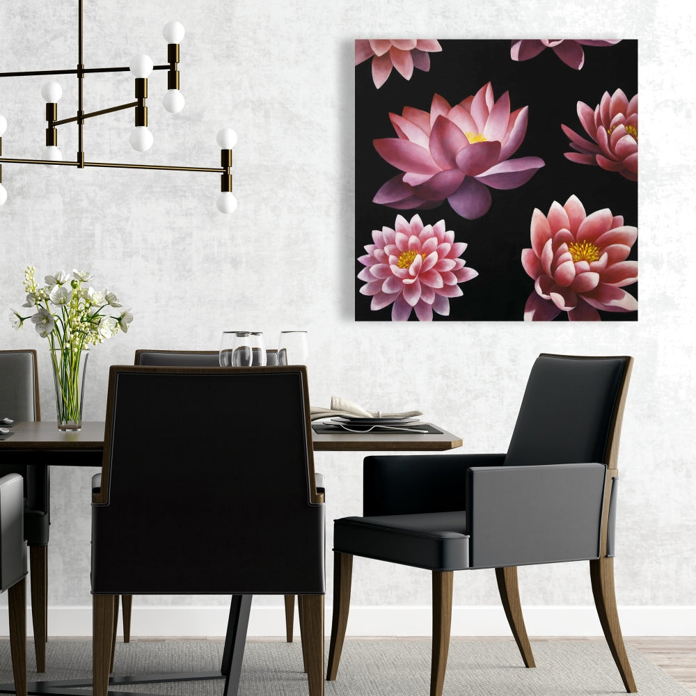 Lotus Flower Pattern Canvas | Asian Floral Home Decor Art