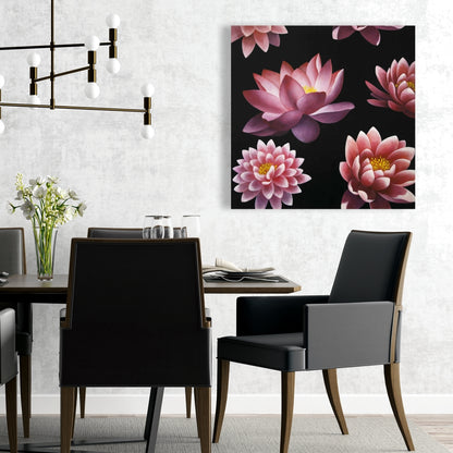 Lotus Flower Pattern Canvas | Asian Floral Home Decor Art
