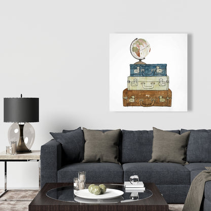Vintage Man Cave Astronomy Canvas - Go Around the World Decor