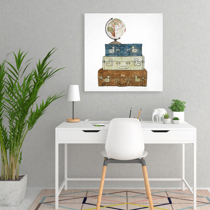 Vintage Man Cave Astronomy Canvas - Go Around the World Decor