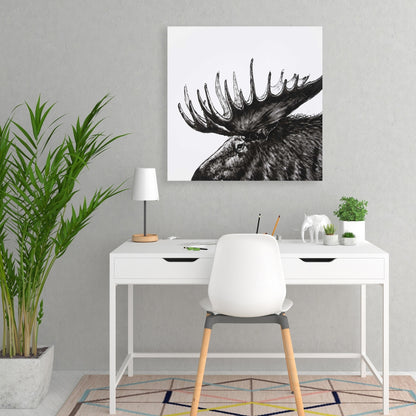 White Deer Rustic Canvas - Moose Plume | Home Decor Art