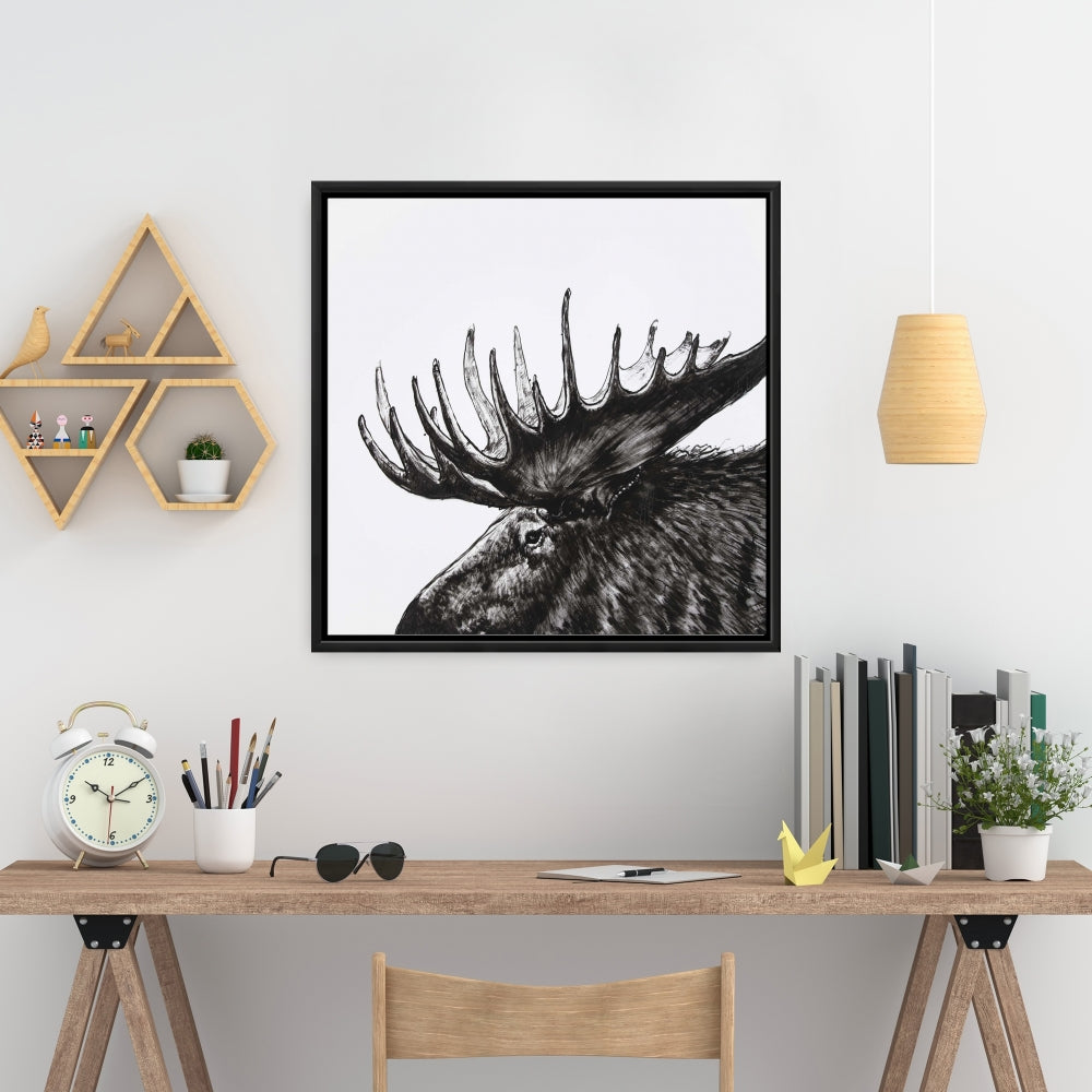 Moose Plume Deer Bedroom Canvas | Framed Wall Art Decor