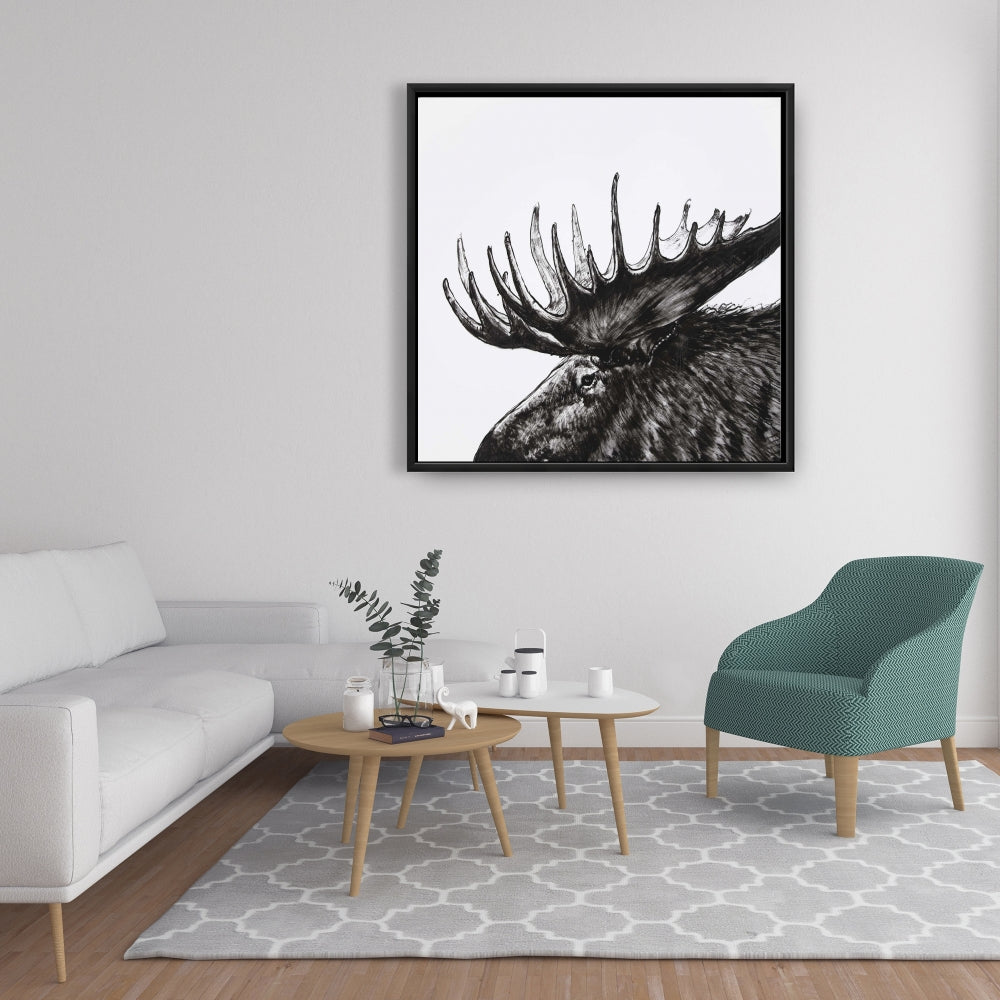Moose Plume Deer Bedroom Canvas | Framed Wall Art Decor
