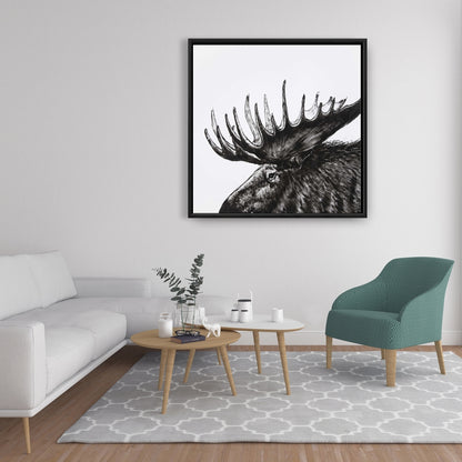 Moose Plume Deer Bedroom Canvas | Framed Wall Art Decor
