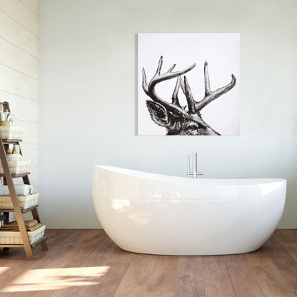 White Animals Bedroom Canvas - Roe Deer Plume Home Decor