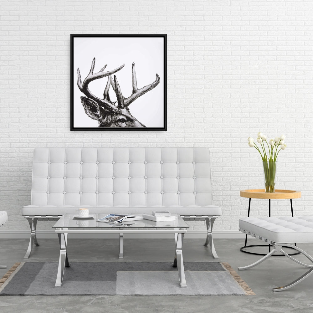 Roe Deer Plume Canvas | Rustic Bedroom Animals Wall Art Decor