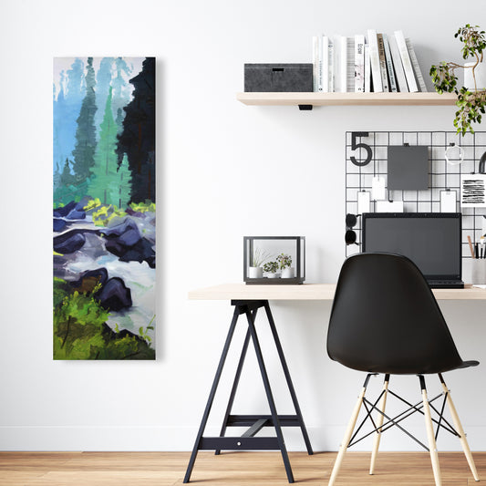 Beautiful Waterfall Canvas | Blue Trees Art for Home Decor