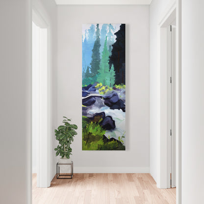 Beautiful Waterfall Canvas | Blue Trees Art for Home Decor