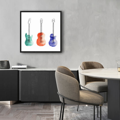 Toile encadrée « Trois guitares » | Décoration musicale pour la maison