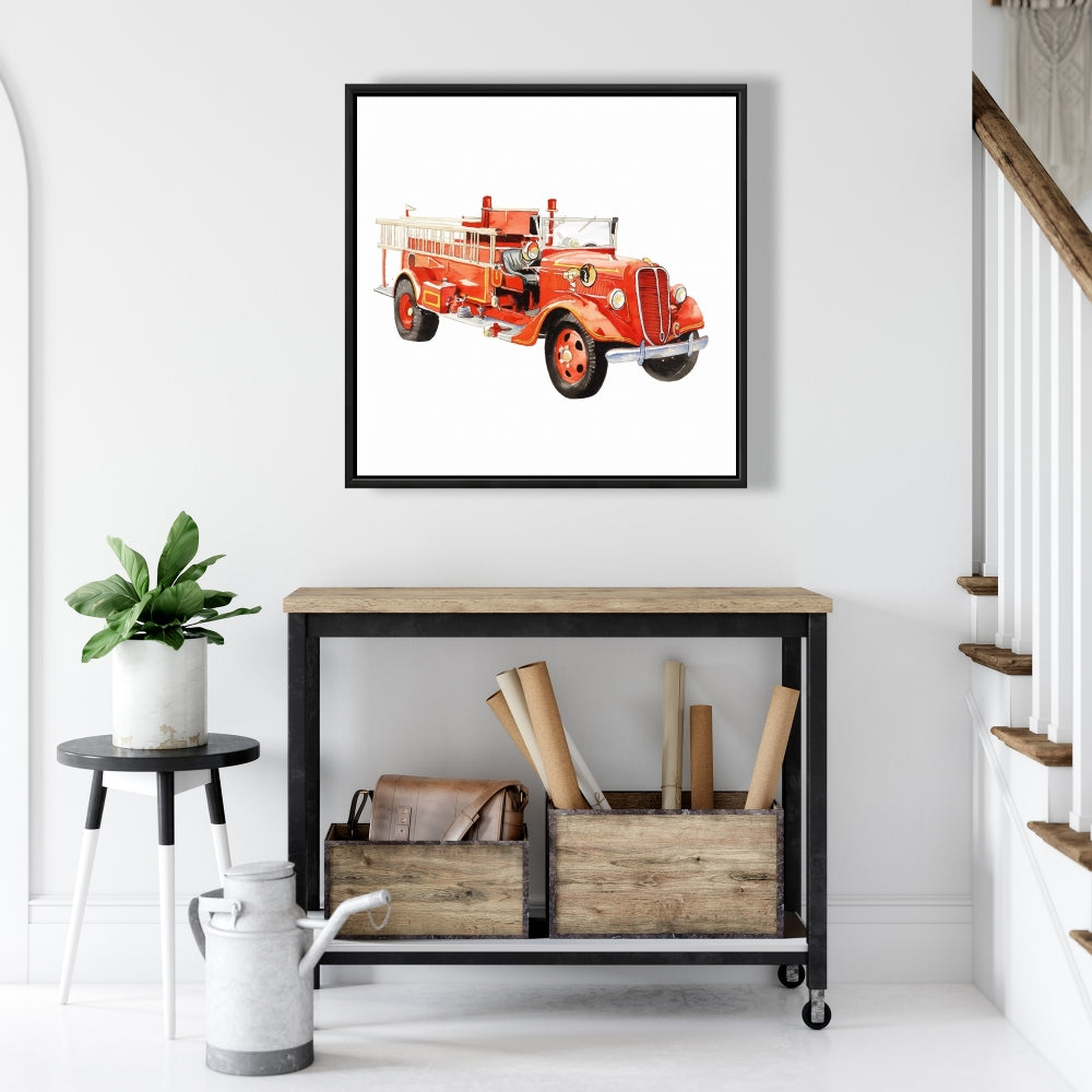 Toile vintage Camion de pompiers | Décoration de chambre