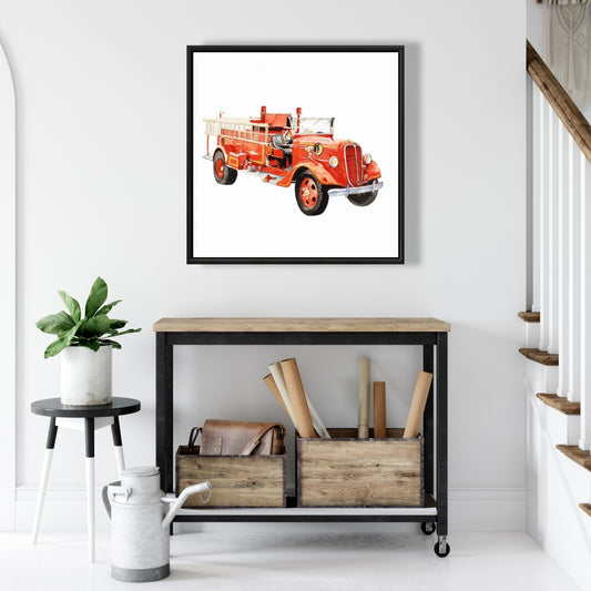 Toile vintage Camion de pompiers | Décoration de chambre
