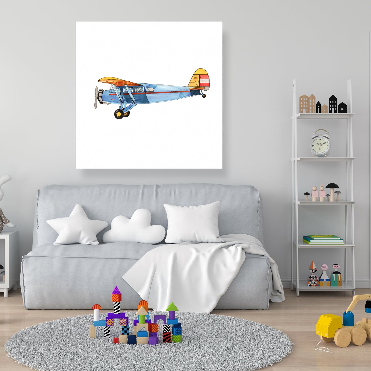 Small Blue Plane Canvas - Bedroom Decor | Aviation Art