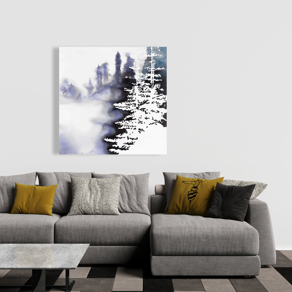 Silhouette of a Forest - Blue Canvas | Bedroom Landscape Decor