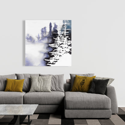 Silhouette of a Forest - Blue Canvas | Bedroom Landscape Decor