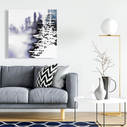 Silhouette of a Forest - Blue Canvas | Bedroom Landscape Decor