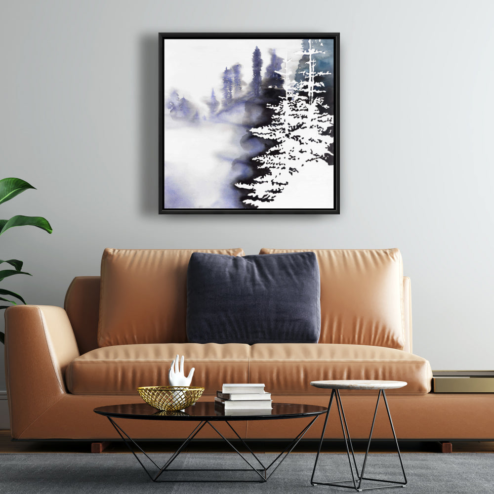 Illustrative Blue Landscapes Canvas - Silhouette of a Forest
