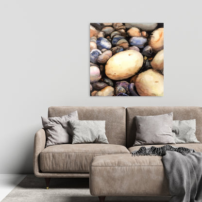 Beach Pebbles Blue Canvas | Home Decor | Landscape Shapes