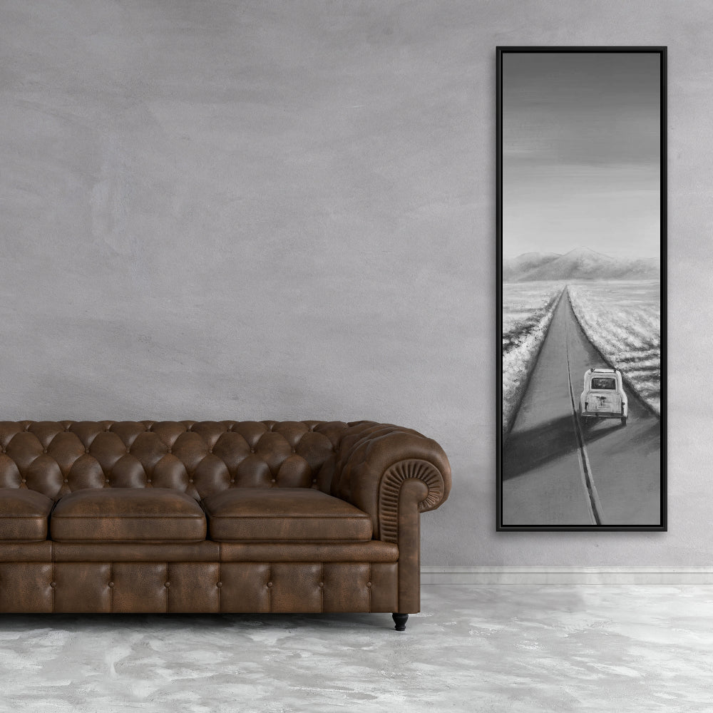 Car on the Road Framed Canvas | Mountains Home Decor Art