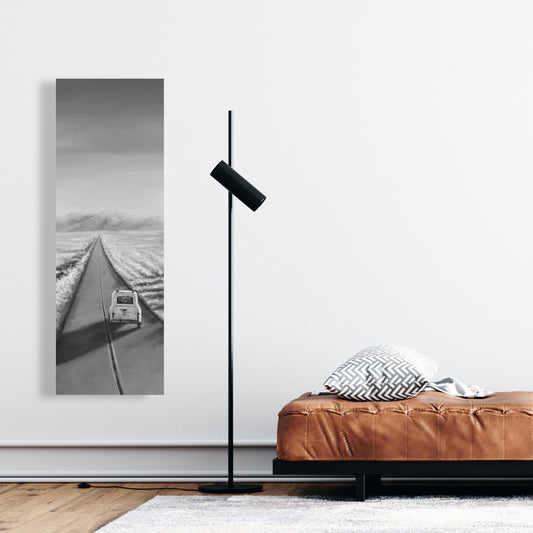 Car on the Road Canvas - Gray Mountains Wall Art Decor