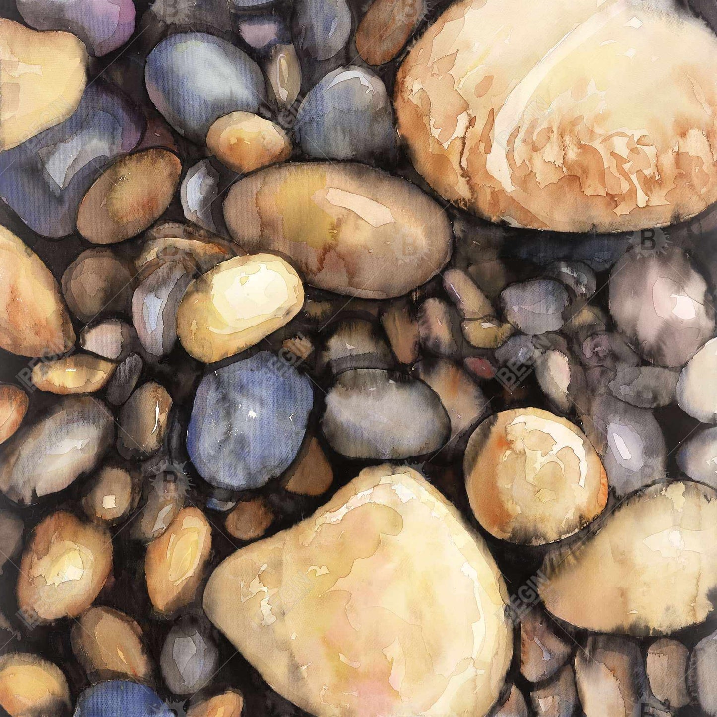 Small Pebbles Blue Marine Canvas | Home Decor Wall Art