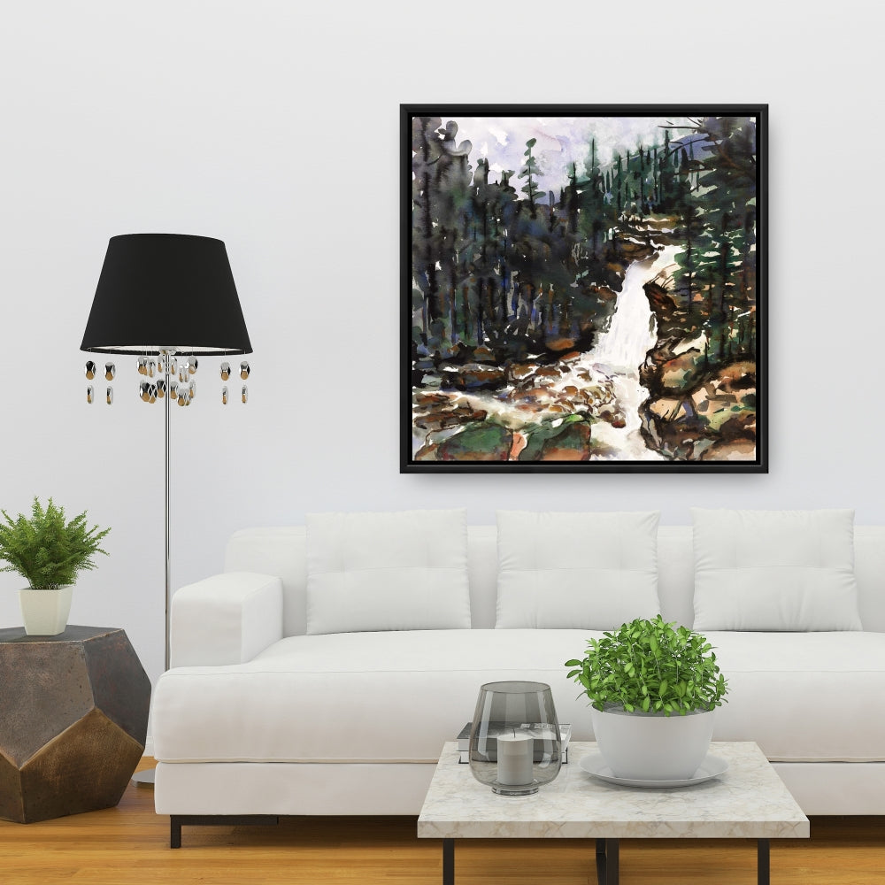 Toile encadrée « Paysages bruns de salle de bain » – Décor des chutes de l'Alberta