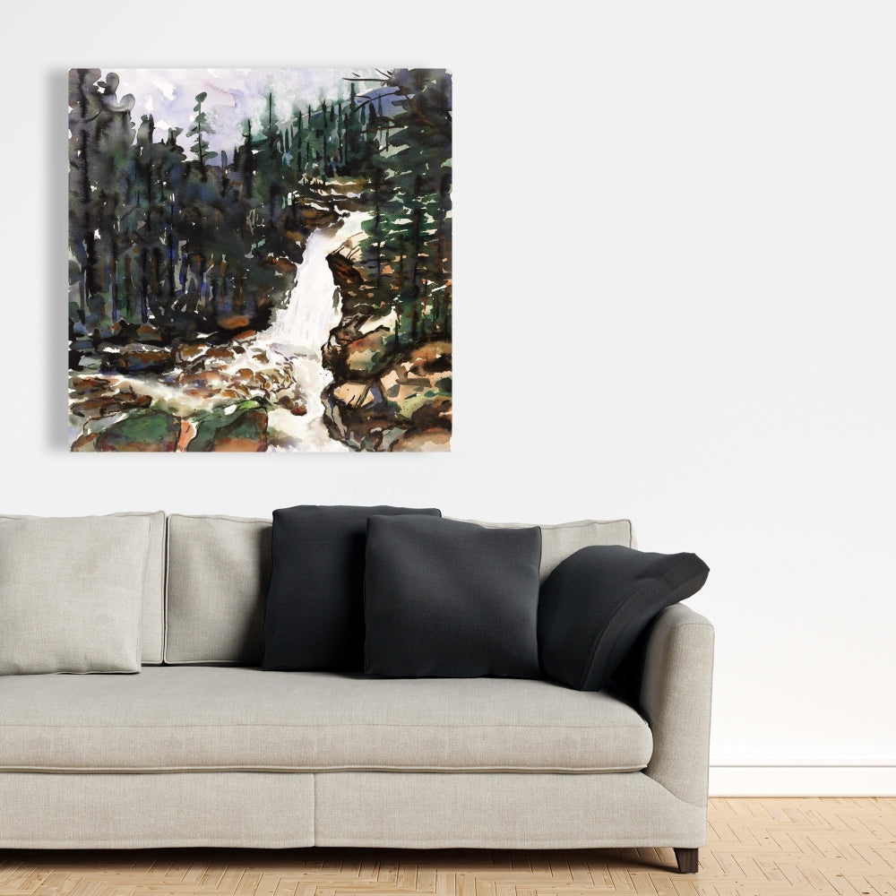 Falls of Alberta Trees Brown Rustic Canvas - Home Decor Art