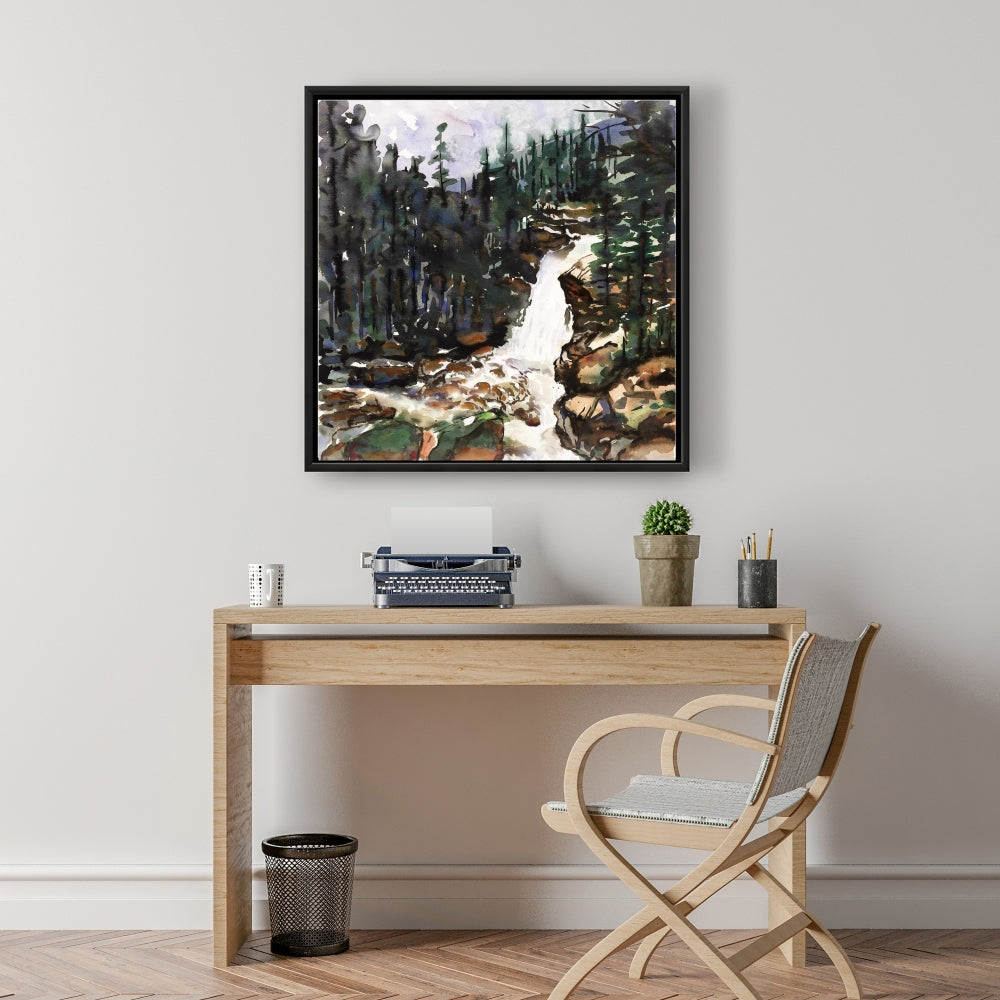 Toile encadrée « Paysages bruns de salle de bain » – Décor des chutes de l'Alberta