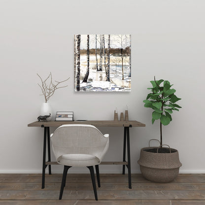 Winter Swamp Canvas | Rustic Bedroom Landscape Home Decor
