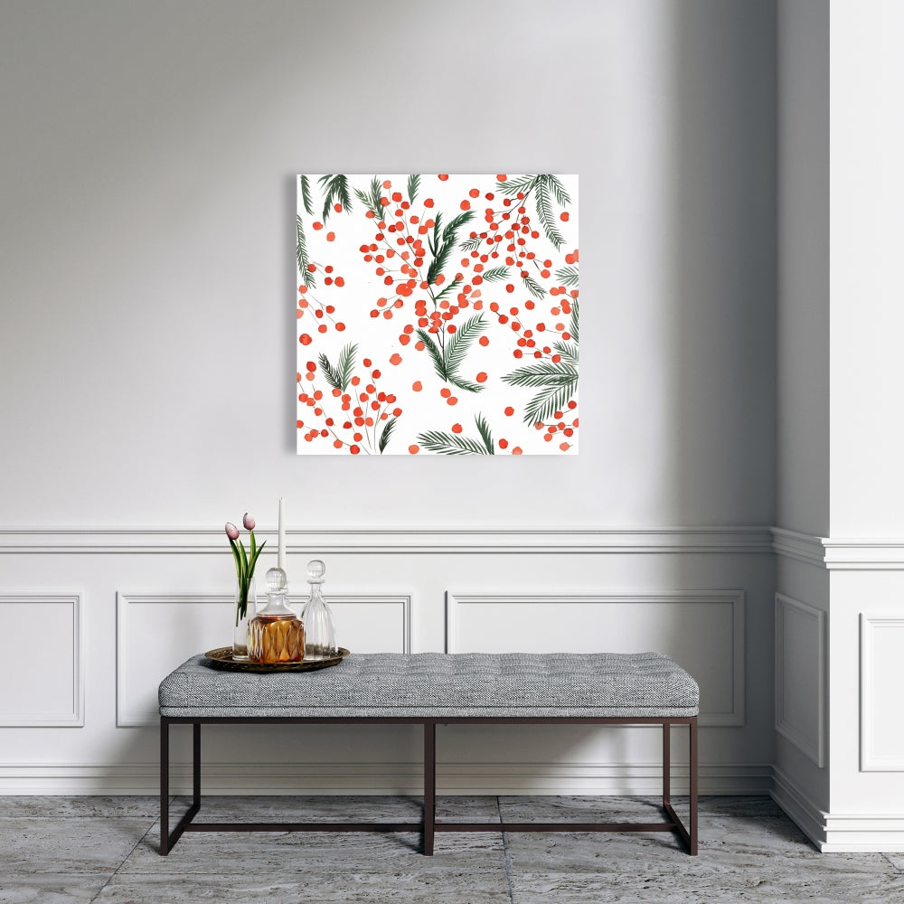 Mistletoe Leaf Minimalist Canvas | White Living Room Decor